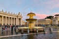Rome Lazio Italy. Saint Peter\'s Square at dusk. The fountain by Bernini
