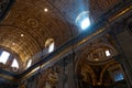 Inside the St Peter`s Basilica or San Pietro in Vatican City, Rome, Italy. Panoranma of the luxurious Renaissance interior. Saint Royalty Free Stock Photo