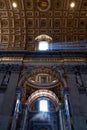 Inside the St Peter`s Basilica or San Pietro in Vatican City, Rome, Italy. Panoranma of the luxurious Renaissance interior. Saint Royalty Free Stock Photo