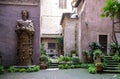 Courtyard of old Basilica St Mary of Angels and Martyrs built at Baths of Diocletian in Rome, Italy