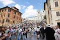 ROME - MAY 2011: Crowd sitting on the Spanish Steps, the longest and widest outdoor steps in Europe in the center of Rome, Italy