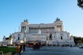 Rome,national monument in venezia square with tourist people and traffic,italy