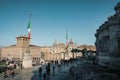 Rome,national monument visitors in venezia square with crowd of tourist people