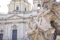 Rome, Navona square Piazza Navona church of St Agnese and fountain of the four rivers by Bernini. Statue depicting the Ganges r Royalty Free Stock Photo