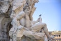 Rome, Navona square Piazza Navona church of St Agnese and fountain of the four rivers by Bernini. Statue depicting the Ganges r Royalty Free Stock Photo