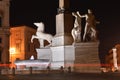 Rome by night, fountain on Quirinal Hill, presidential palace