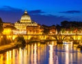 Rome at Night â Illuminated View of the Vatican and River Royalty Free Stock Photo