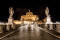 Rome by night - Sant`angelo Castle bridge Royalty Free Stock Photo