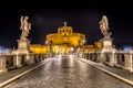 Rome by night - Sant`angelo Castle bridge Royalty Free Stock Photo