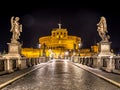 Rome by night - Sant`angelo Castle bridge Royalty Free Stock Photo