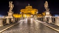 Rome by night - Sant`angelo Castle bridge Royalty Free Stock Photo