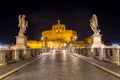 Rome by night - Sant`angelo Castle bridge Royalty Free Stock Photo