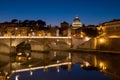 Rome at night with St. Peter Basilica in Vatican visible Royalty Free Stock Photo