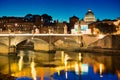 Night view of Tiber and St Peter's Basilica in Rome Royalty Free Stock Photo