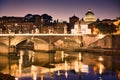 Night view of Tiber and St Peter's Basilica in Rome Royalty Free Stock Photo