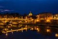 Rome at night. View over the Tiber to the Vatican with St. Peter`s Basilica. Royalty Free Stock Photo