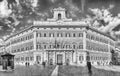 Facade of Palazzo Montecitorio, iconic building in central Rome, Italy