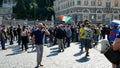 Meeting of photographers, reporters and passersby during the demonstration of the right in Piazza del Popolo