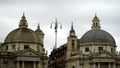 Front view of the twin churches of Piazza del Popolo in Rome, built at the end of the 17th century Royalty Free Stock Photo