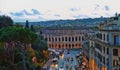 Rome panorama building evening. Rome rooftop view with ancient architecture in Italy at sunset Royalty Free Stock Photo