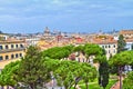 Rome panorama building evening. Rome rooftop view with ancient architecture in Italy at sunset Royalty Free Stock Photo