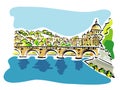 Rome panorama illustration