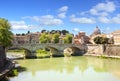 Rome panorama of St Peter`s Basilica and river Tiber