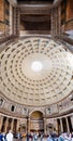 Rome, Pantheon 180 degree overview of the interior and its dome