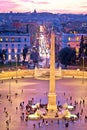 Rome. Piazza del Popolo or Peoples square in eternal city of Rome sunset view Royalty Free Stock Photo