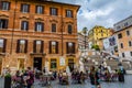 Rome: Piazza di Spagna with the Spanish Steps and the Barcaccia fountain by Bernini Royalty Free Stock Photo