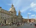 Rome Piazza Navona Four River fountain and St Agnese Royalty Free Stock Photo