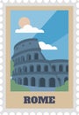 Rome postal stamp tag with sight isolated