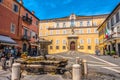 Rome province local landmark - Castel Gandolfo in Lazio - Italy - Palazzo Pontificio building in Piazza della Liberta