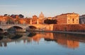 Rome with river Tevere at sunrise