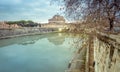 Rome the river Tiber and the castle Sant Angelo in Winter Travel