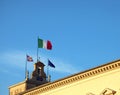 Rome, RM, Italy - March 3, 2019:Italian and european Flags in th