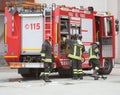 Rome, RM, Italy - May 30, 2019: Italian firefighters with the fi