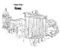 Rome Roman Forum Sketch Famous Landmark