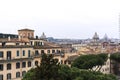 Rome, roofs, buildings, pine trees, greenery, rainy, day, spring