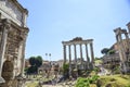 Rome, ruins of the Imperial forums of ancient Rome. Arch of Sep Royalty Free Stock Photo