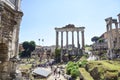 Rome, ruins of the Imperial forums of ancient Rome. Arch of Sep Royalty Free Stock Photo