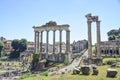 Rome, ruins of the Imperial forums of ancient Rome. Temple of S Royalty Free Stock Photo