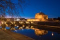 Rome Sant` Angelo Castle and Saint Angelo Bridge by night Royalty Free Stock Photo