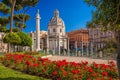 Rome with Santa Maria di Loreto church against Trajan column in Italy Royalty Free Stock Photo