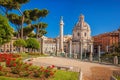 Rome with Santa Maria di Loreto church against Trajan column in Italy Royalty Free Stock Photo