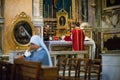 Rome - 7 September 2017 - celebration of the Holy Mass vetus ordo, Mass in Latin, in the days of the pilgrimage Royalty Free Stock Photo