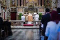 Rome - 7 September 2017 - celebration of the Holy Mass vetus ordo, Mass in Latin, in the days of the pilgrimage Royalty Free Stock Photo