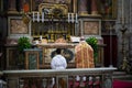 Rome - 7 September 2017 - celebration of the Holy Mass vetus ordo, Mass in Latin, in the days of the pilgrimage Royalty Free Stock Photo