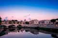 Rome Skyline with the famous Vatican Saint Peter Basilica before sunrise