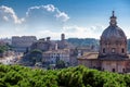 Rome skyline at sunrise with Rome Colosseum and Roman Forum, Italy. Royalty Free Stock Photo